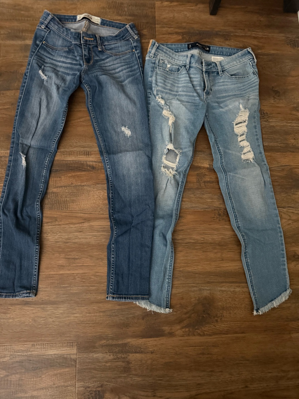 Two Hollister Light Blue Distressed Women's Jeans
